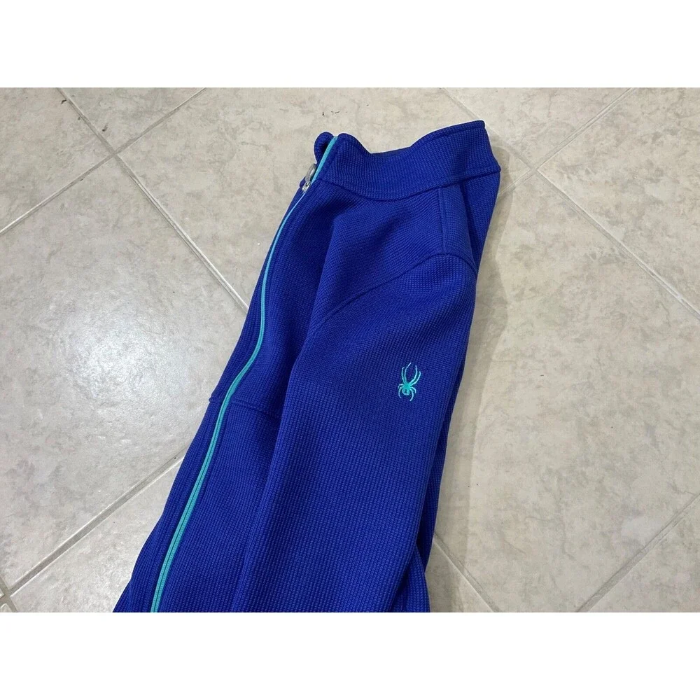SPYDER full zip sweater jacket Core  Youth sz XL /18 Blue logo zip pull & sleeve